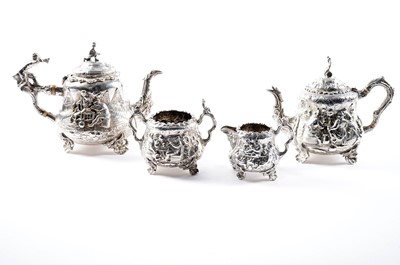 Lot 1437 - A Victorian silver three-piece bachelor’s or afternoon tea set