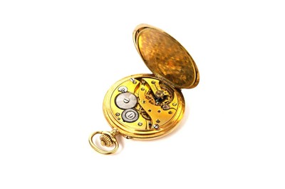 Lot 1064 - A yellow gold cased hunter pocket watch