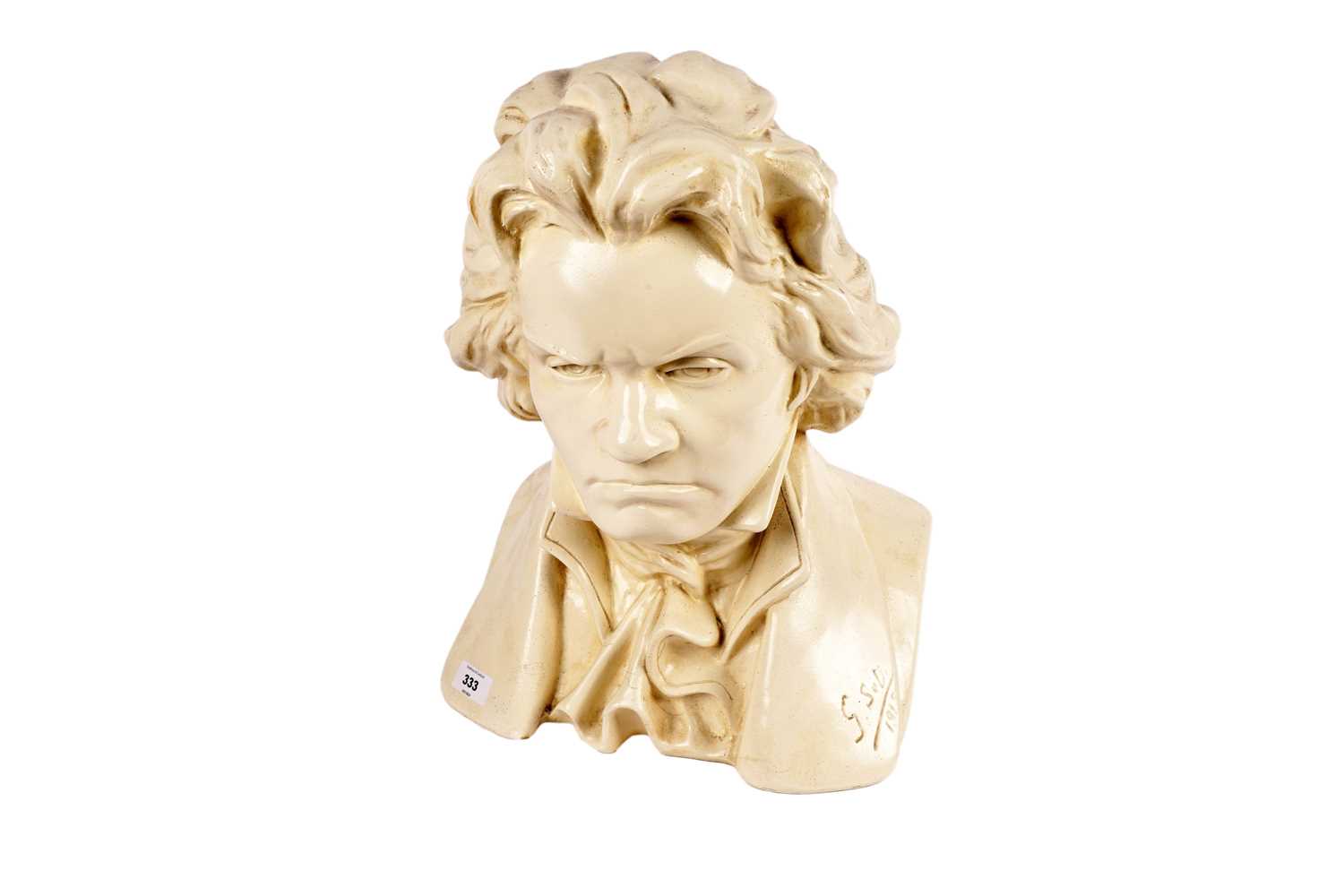 Lot 304 - A composite plaster bust of Beethoven