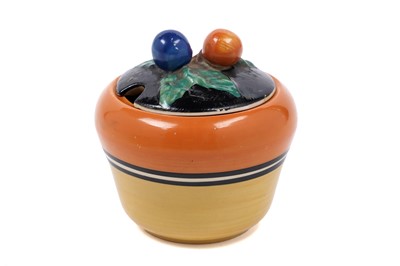 Lot 538 - A Clarice Cliff Bizarre preserve pot and cover