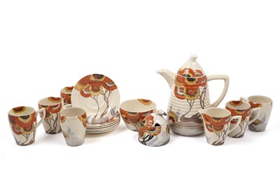 Lot 541 - A Clarice Cliff Bizarre ‘Rhodanthe’ pattern part coffee service