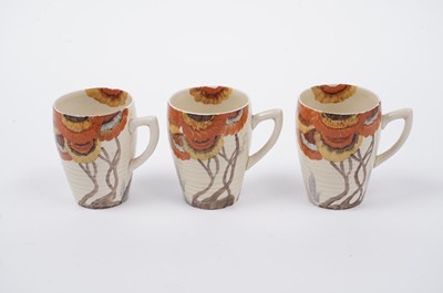 Lot 541 - A Clarice Cliff Bizarre ‘Rhodanthe’ pattern part coffee service