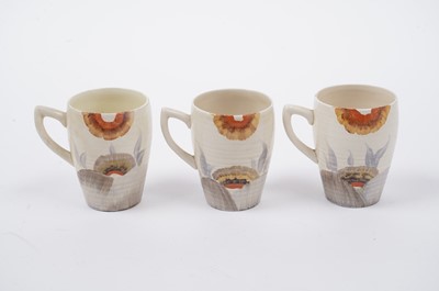 Lot 541 - A Clarice Cliff Bizarre ‘Rhodanthe’ pattern part coffee service