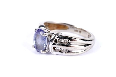 Lot 37 - A tanzanite and diamond dress ring