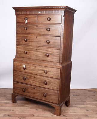 Lot 42 - A George III mahogany chest on chest