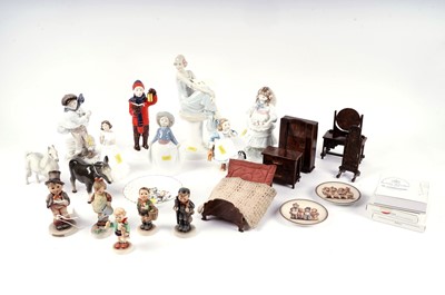 Lot 175 - A collection of decorative ceramic figures; and 20th Century dolls house furniture