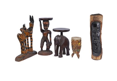 Lot 282 - A selection of 20th Century African carved wooden sculptures