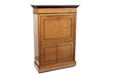 Lot 777 - A late 19th Century Biedermeier burr maple secretaire á abattant