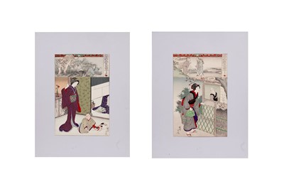 Lot 427A - Yoshu Chikanobu - “Zhu Shouchang – Bijin and Old Woman” and “Yang Xiang" | woodcuts