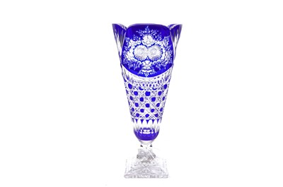 Lot 167 - A Bohemian blue flash and cut-glass vase