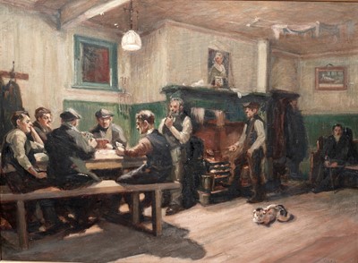 Lot 1091 - John William Gilroy - The Pitman's Club | oil