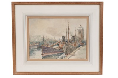 Lot 55 - John William Gilroy - Boats in North Shields Harbour | watercolour