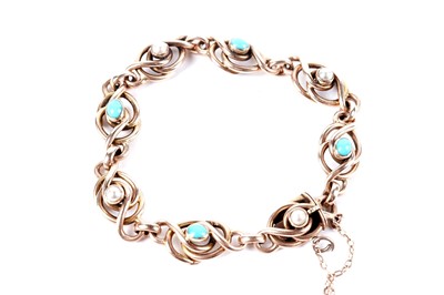 Lot 257 - A seed pearl and turquoise bracelet