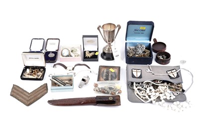 Lot 424 - A selection of silver sporting items; costume jewellery; and collectibles