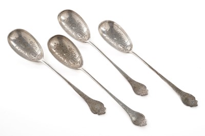 Lot 377 - A set of four Victorian silver serving spoons