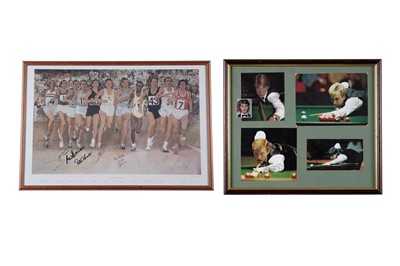 Lot 916A - A signed print and a framed collection of autographed snooker photos