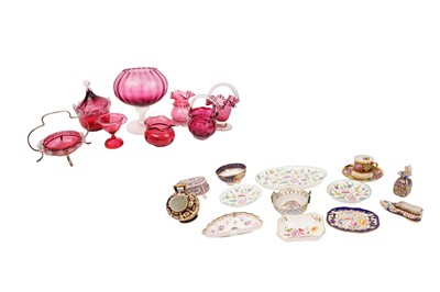 Lot 459 - ﻿A collection of early 20th Century cranberry glass; and a selection of decorative ceramics