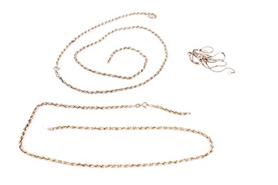 Lot 198 - A 9ct yellow gold snake link chain necklace; and other chains