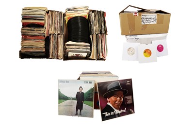 Lot 976A - Two boxes of mixed 7" vinyl singles / Two large boxes of mixed 7" singles / A box of mixed LPs