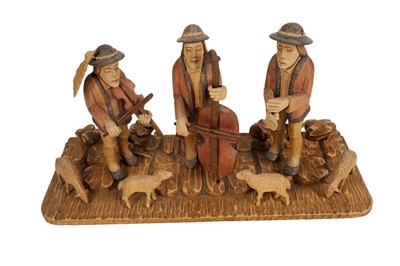 Lot 327 - A modern Polish carved wooden figure group by Antoni Stojak of Nowy Sacz, Poland 1991