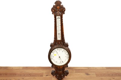 Lot 123A - A late Victorian oak wheel barometer