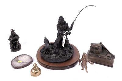 Lot 372 - An A. J. Bromley bronzed figure group; and other bronze items and collectibles