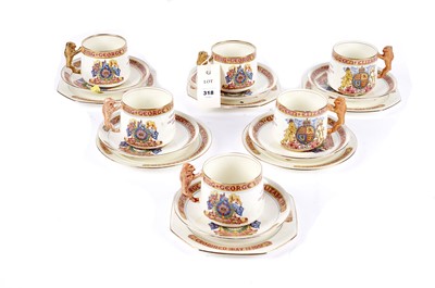 Lot 318 - A matched set of six Paragon King George VI Coronation Royal Commemorative tea trios