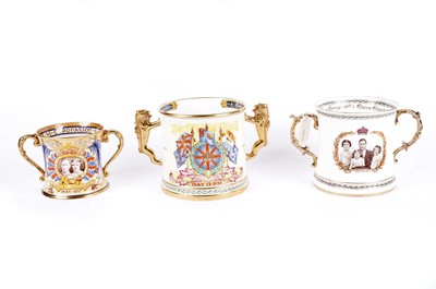 Lot 320 - Three commemorative loving cups including: A Paragon King Edward VIII Coronation loving cup