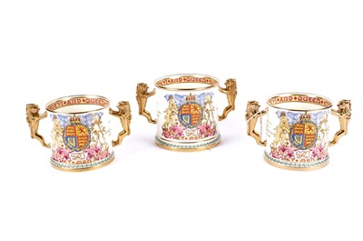 Lot 321 - Three commemorative loving cups including: a King George VI Coronation loving cup