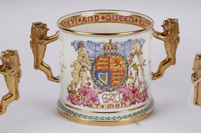 Lot 321 - Three commemorative loving cups including: a King George VI Coronation loving cup