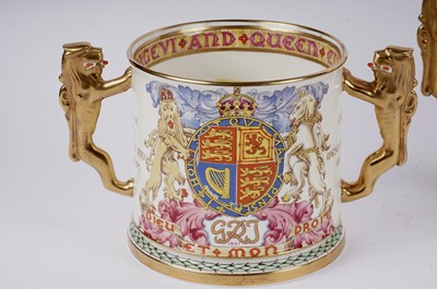 Lot 321 - Three commemorative loving cups including: a King George VI Coronation loving cup