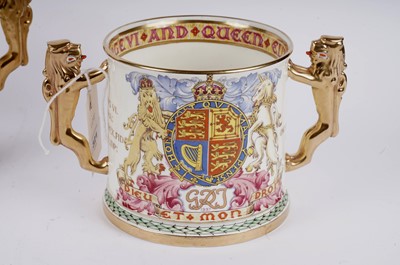 Lot 321 - Three commemorative loving cups including: a King George VI Coronation loving cup