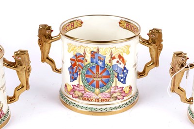 Lot 321 - Three commemorative loving cups including: a King George VI Coronation loving cup