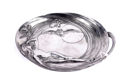 Lot 261 - A German pewter oval tray