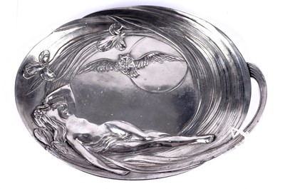 Lot 261 - A German pewter oval tray