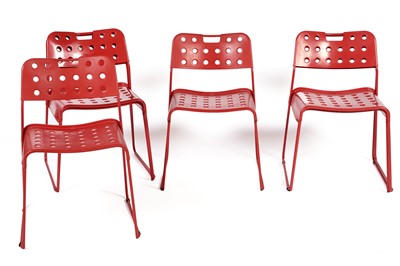 Lot 777 - A set of six OMK ‘Omstak’ stacking chairs by Rodney Kinsman