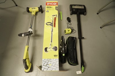 Lot 387 - A G-tech AirRam vacuum cleaner; and a Ryobi 18v patio cleaner with wire brush