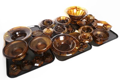 Lot 347 - A large collection of Davidsons pressed amber cloud glass