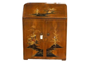 Lot 56 - Turnidge: a mid-20th Century walnut chinoiserie bureau