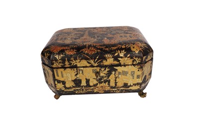 Lot 277 - An early 20th Century Chinoiserie black lacquered sewing box