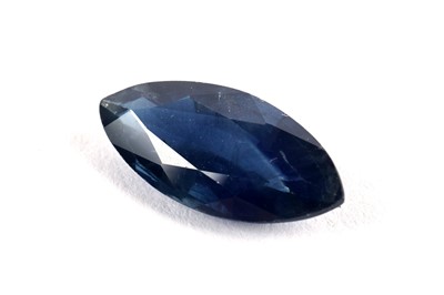 Lot 300 - A loose marquise fancy-cut blue sapphire