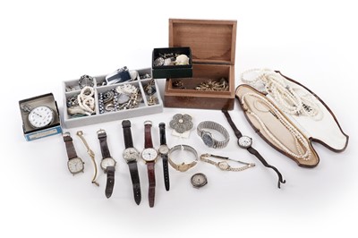 Lot 95 - A selection of silver and costume jewellery, watches and accessories