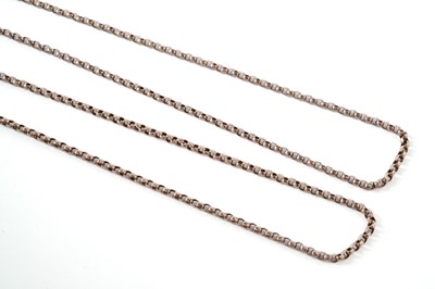 Lot 111 - A near pair of gold curb link chains