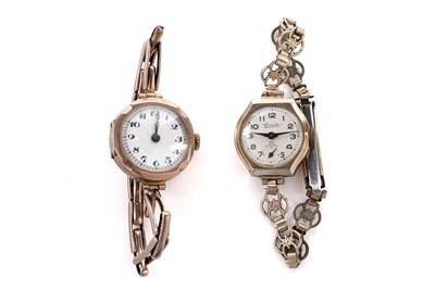 Lot 118 - A 1930s 9ct rose gold cased cocktail wristwatch; and another