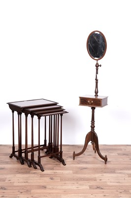 Lot 19 - An Edwardian shaving stand and mirror; and a nest of tables