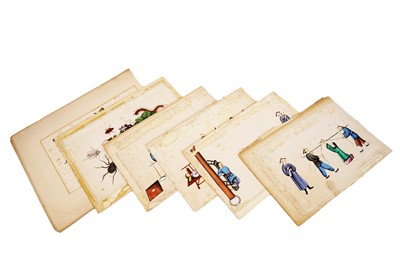 Lot 853 - Chinese school: a collection of six watercolours on pith paper