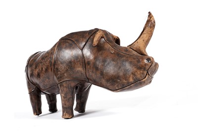 Lot 837 - A leather Rhino footstool in the manner of Dimitri Omersa