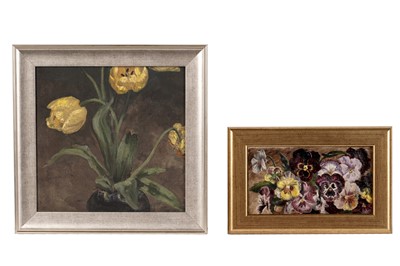 Lot 134 - Joseph Dixon Clark - Tulips and Pansies | oil