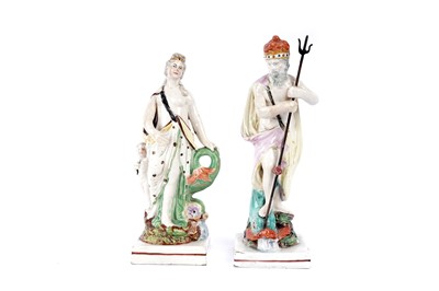 Lot 929 - A pair of Staffordshire pearlware figures Neptune and Venus