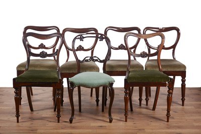 Lot 67 - Seven Victorian balloon back dining chairs